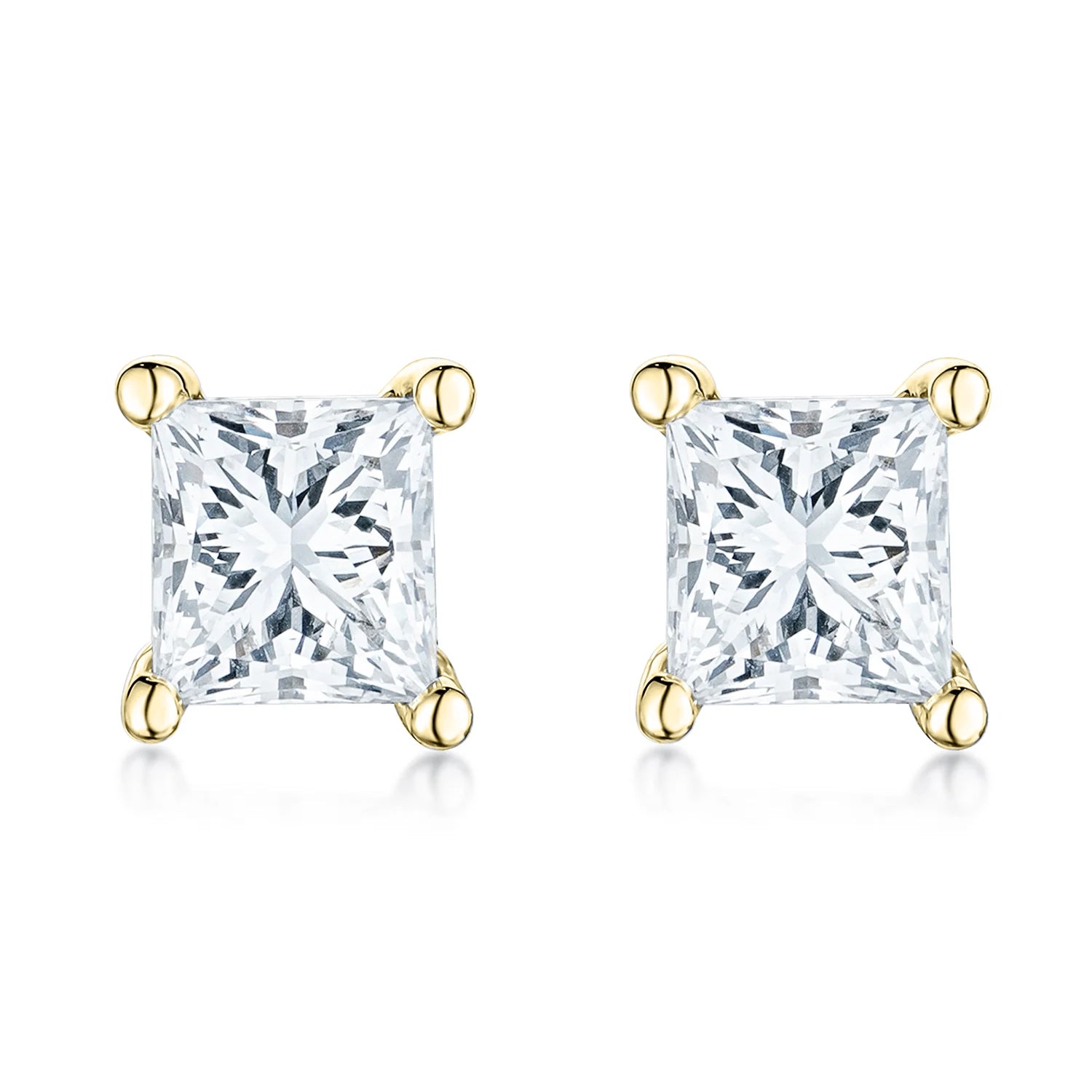 Princess Cut Lab Diamond Stud Earrings 0.30ct in 9K Gold